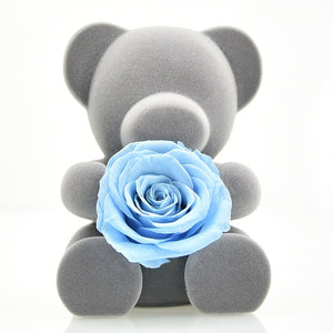 Handmade Preserved  Rose Flower Teddy Bear